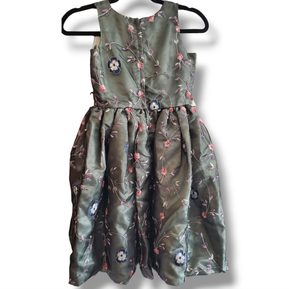 CHASING FIREFLIES Girls Gray Embroidered Boutique Fit & Flare Formal Party dress